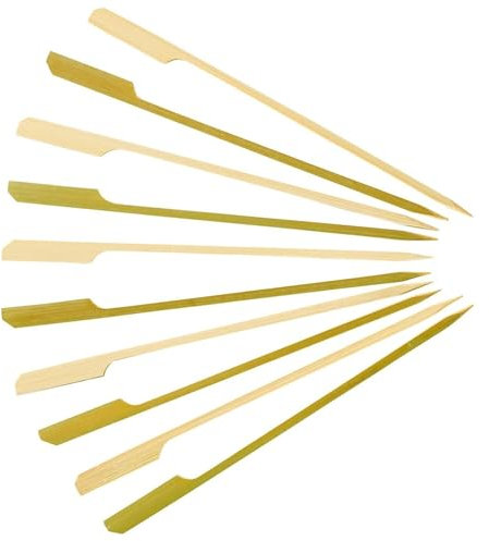 18cm Bamboo Skewers 100Pcs Bamboo Barbecue Skewers, 7 Inch Wooden Paddle Pick Skewers, Grill Kebab Party Sticks for BBQ Cocktails Buffets Fruit Burgers Sandwich Marshmallow