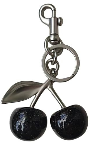 BinXiaoQin Taschenanhänger Kirsche Bag Charm Damen, Kirsche Schlüsselanhänger, Schwarz, Unisex, 74g