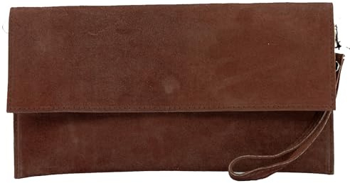 modamoda de T151 - Bolso de mano de ante para mujer, bandolera, bolso de noche, hecho a mano en Italia, S