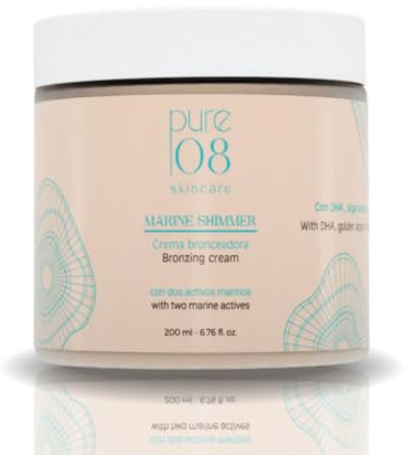 08PURE Skincare Marine Shimmer, Crema Bronceadora Sublime con DHA, Activos Marinos, Absorción Rápida, Tono Uniforme, 200ml
