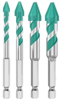 CashMuch Juego de brocas excéntricas de 6 a 12 mm, 4 piezas de aleación triangular para piedra, ladrillo y yeso, color verde