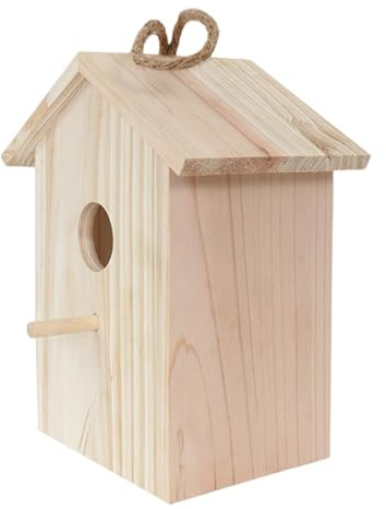 Casa para Pájaros, Diseño De Ventana De Visualización Transparente, 13,2x10x21,5 Cm, para Pájaros, Refugio De Madera para Exteriores, Soporte Colgante con, para Jardín, Balcón Y Pati