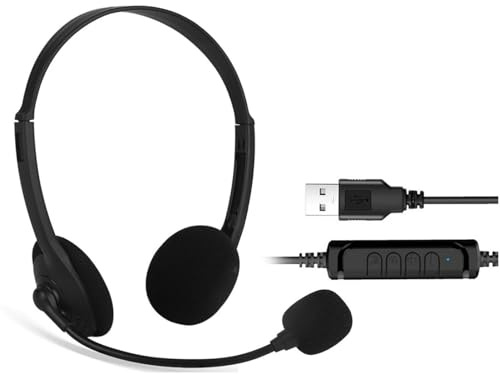 CHICHIYANG USB Headset On-Ear Computer Laptop Headphones with Noise Cancelling Microphone