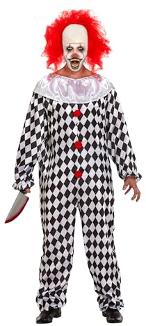 Scary Clown With Wig Halloween Fancy Dress Costume Medium