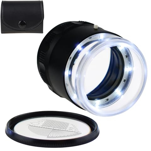 Pocket Handheld klein Größe 10x mit 25mm 2,5cm (0,99 Zoll) mit LED-Licht, fokussierte Augenlupe Schmuck Mikroskop Lupen für Edelsteine, Hobbies Antiquitäten Modelle, austauschbare Reticle Skala