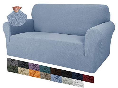 MAXIJIN Kreativa 2-sits Jacquard Sofföverdrag, 1 st Super Stretch Halkfritt Sofföverdrag för Hundsoffa Husdjursmöbler Skydd (2-sits, Ljusblå)