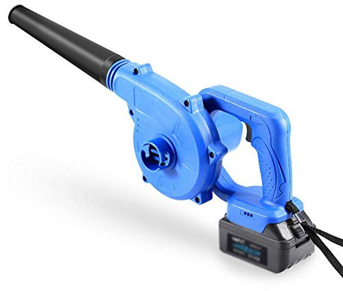 Azul Aspiradora de Jardín con Batería y Cargador,Potente Soplador de Hojas Eléctrico Inalámbrico con Bolsa de Recogida,para Limpieza de Computadoras