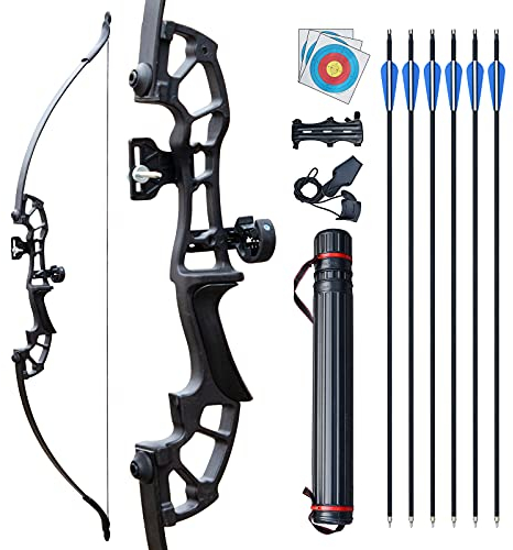 NC Pfeil und Bogen Recurve Bogen Bogenschießen Bogenset Rechte Hand 30lbs Einsteiger und Erwachsene Jagd Recurve Bögen Set mit Zubehör für Pfeile Sportbildung