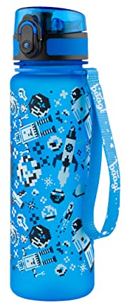 Baagl Kinder Trinkflasche Auslaufsicher Wasserflasche 500ml, Schule und Sport Flasche für Jungen Tritan (Space Game)