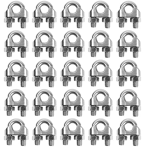 M3 Edelstahl Klemme, 20 Teile Edelstahl Drahtseilklemme, Stahlseil Drahtseilklemme, Drahtseilklemme m3, Für Zäune, Drahtseile, Wäscheleinen