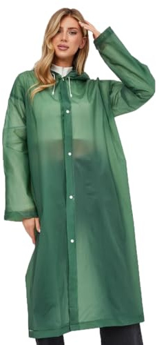 welsberg Raincoat for Men Women, Unisex Rain Poncho with Hood and Sleeves, Reusable Waterproof Rainwear for Adults for Outdoor Concert, Festival, Theme Park, Camping, Hiking, Fishing, One Size, green