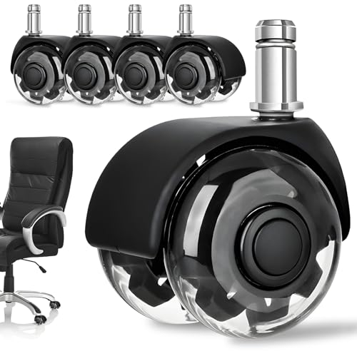 Editbar Ruote Sedia Ufficio, Ruote di Ricambio per Sedie da Ufficio, Set di 5 Ruote Sedia Ufficio 10mm x 22mm, Rotelle da Ufficio per Mobili Rotelle Girevoli Silenziose con Diversi Tipi di Pavimenti