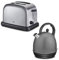 KHG Frühstücksset Wasserkocher & Toaster, Dunkelgrau Anthrazit, Kessel-Kocher 1,7 Liter, 360° Sockel, Kalkfilter, Kontrolllicht, automatische Abschaltung, 6 Röststufen, Aufwärm-, Auftau- & Stop-Taste