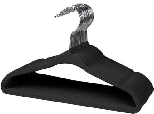 Stormix Lot de 16 cintres antidérapants en velours pour bébé, cintres pour enfants avec encoches d'épaule pour bébé/tout-petit (noir)