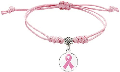 Bracelet Octobre Rose Contre Le Cancer du Sein - Accessoire Élégant et Significatif en Simili Cuir - Ruban Rose pour la Lutte Contre Le Cancer - Cadeau