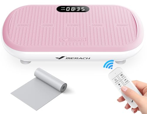 MERACH Potente Plataforma Vibratoria para Entrenamiento y Musculación, 13 mm de Amplitud, 200 kg de Capacidad de Peso, Pedal de Silicona, Altavoz Bluetooth Integrado (Rosa)
