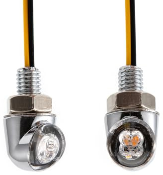 evomosa Mini LED motocicleta Luz intermitente ámbar lado marcador indicador 12V para custom street motocicleta chopper cruiser 8mm tornillo (Plata)