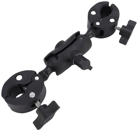 Support à double pince avec tête de balle à 360 degrés - Bras articulé - Support de parapluie pour appareil photo - Pince de serrage pour parapluie de bureau