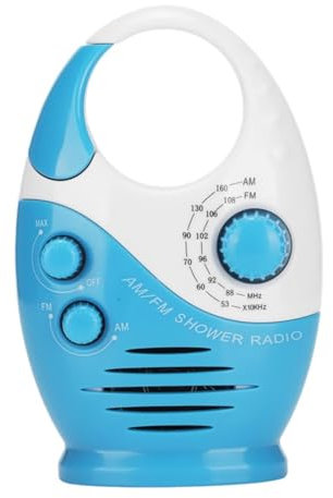 Baeroprki Vattentät duschradio, Am/FM-radio med justerbara volymhögtalare, bärbara högtalare med krokhantering