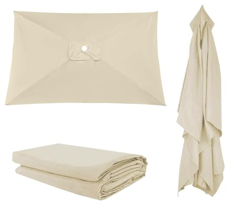 3x2m 3x3m 2x2m Rettangolo Piazza Telo Di Ricambio Per Ombrellone Da Esterno, Durevole Copertura Per Terrazza Giardino Piscina, Facile Installare Impermeabile Baldacchino Di Rechange(Beige,197X297cm)