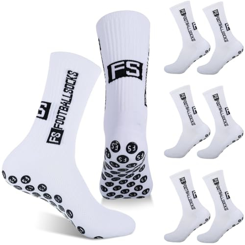 GGUFAY Calze Antiscivolo Calcio 4 Paia Calze Grip Uomo Donna e Bambino, 39-44 Calzini da per Yoga, Soccer, Tennis, Basket,Corsa