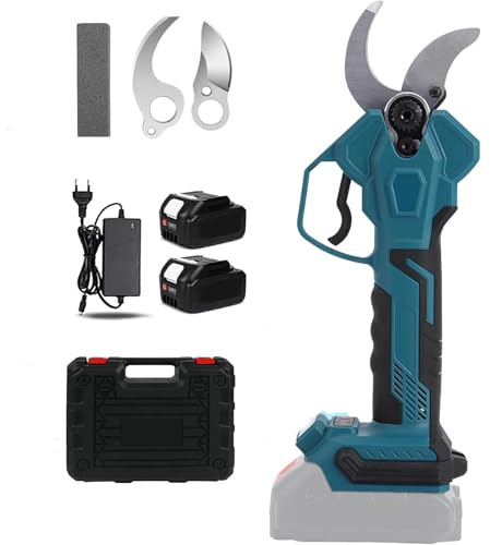 Sécateur Électrique sans fil 10-40mm,Secateur Electrique avec Compteur de Coupe LED,4 Vitesses Réglage,SK5 Lame,Coupe Branche Jardinage les Arbres Fruitiers et le Vignoble (2 Batteries)