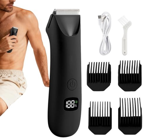 Tondeuse À Poils Du Corps,Appareil De Toilettage Personnel Électrique Avec Affichage Numérique - Tondeuse à Poils Corporels pour Hommes,pour Parties Intimes Pubis Dos Aisselles Poitrine Bras
