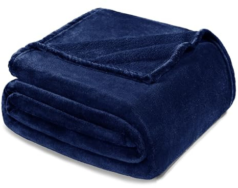 Exclusivo Mezcla Soft Fleece King Size Blanket for Bed, Navy Blue | 230x265 CM, Double-Sided Brushed Flannel Bed Blanket, Lightweight Plush Cozy Bed Throw for Bedroom, Machine Washable