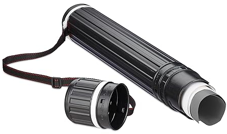 Relaxdays Posterrolle ausziehbar, Transport von Postern & Zeichnungen, 64-107 cm, Teleskopposterrolle, schwarz/weiß