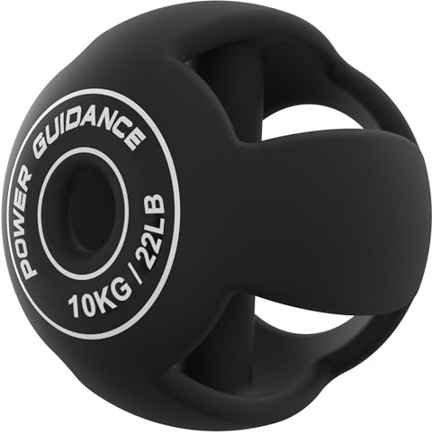 POWER GUIDANCE 3-in-1 Strength Training – Dumbbell, Barbell & Medicine Ball, Achieve Peak Performance During Training and Minimise Pressure on the Joints (Black 10 kg)