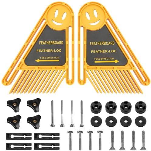 Set Tavola Doppia in Piuma, Tavola Falegnameria Sicurezza Dispositivo Scheda, per Sega da Banco Fresa Guida Mitra Controllo Fessura, Set di Feather Board Multiuso (Giallo)