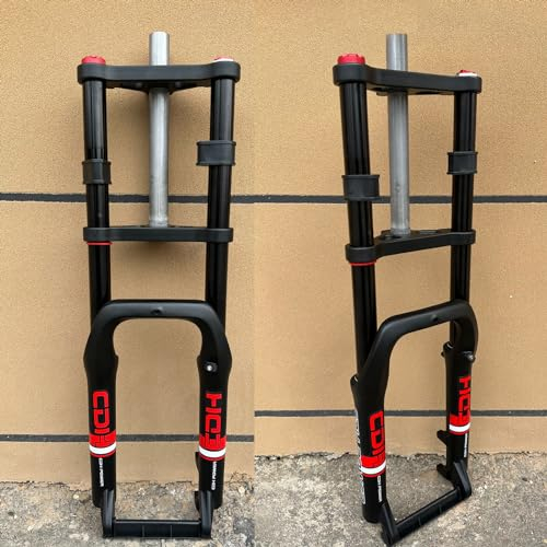 AUTES 26X4.0 Bicycle Fork Air Suspension Fat Tire Bike Fork, Spacing Hub 135mm 1 1/8 Straight Tube MTB Manual Lockout 9mm QR Mountain Bike Electric Bike Front Forks(26×4)