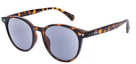 OKH Unisex Classico Stile Rotondo Lettori Sole Occhiali Da Lettura Vintage Outdoor UV400 Lenti Occhiali da Lettura per Uomo e Donna (Tartaruga/Grigio 1.50)