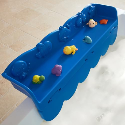 Big Size Ocean Animals Bathtub Splash Guard For Kids, Rotatable Design Bath Tub Tray, Tub Shelf And Organizer For Baby Bath Toys, Bath Toy Tolder For Toddlers Kids Baby (Blue)