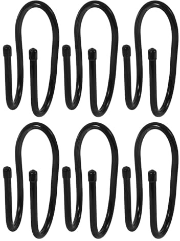 ELEOUTI 6pcs Black Plastic Outdoor Fence Hooks for Pool Equipment and Vacuum Hoses, Sturdy Utility Hooks for Homes and Gardens, Keeps Tools Neatly Arranged