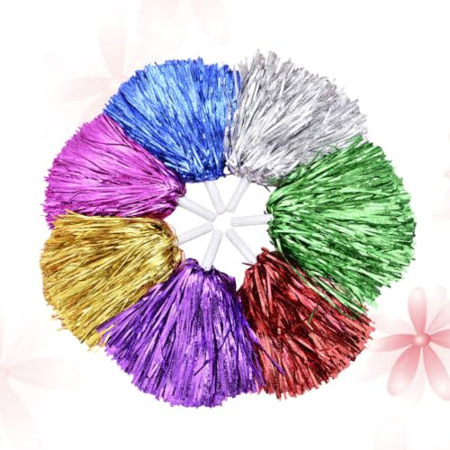 ULTECHNOVO 6 Piezas Pompones de Plástico para Animadoras Mango, Pompones Deportivos Livianos de 17g para Fiestas y Eventos de Porristas Juveniles Color Aleatorio