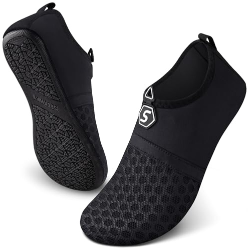 SEEKWAY Water Shoes Quick-Dry Aqua Socks Barefoot Slip-on for Beach Pool Swim River Yoga Lake Surf Women Men Black SK001 (Black 40-41)