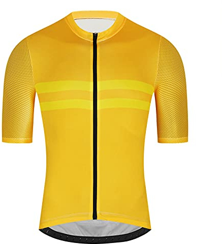 Maillot Ciclismo Hombre,Traje De Descenso Al Aire Libre,Motocross Jersey,Maillot MTB,Camiseta Deportiva De Manga Corta para Hombre (Amarillo,XL)