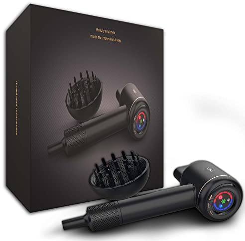 GKL - Secador de Pelo Iónico Profesional con 3 Niveles de Velocidad, 4 Niveles de Temperatura y Función Aire Frío - ONYX SMART - Secador profesional - 1600W - Negro