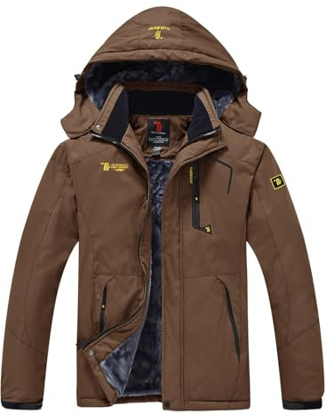 YSENTO Herren Wasserdicht Skijacke Atmungsaktiv Fleece-Futter Winterjacke Warm Funktionsjacke Outdoor Wanderjacke(Kaffee,L)
