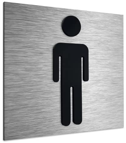 ALÚMADESIGNCO Pictogramme Homme Toilette - Panneau Toilettes Homme - Signaletique Bonhomme - Panneaux toilet - WC Symbole/Autocollant, plaque porte - 120 x 120 mm