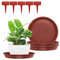 5 pcs Base de la jardinière,avec Cinq étiquettes,Base De Pot De Fleur Ronde,pour Intérieur, extérieur（19cm Rouge）