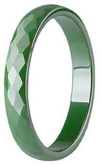 PAMTIER Bague de Fiançailles pour Femmes Bague en Céramique en Forme de Diamant Vert Taille 52