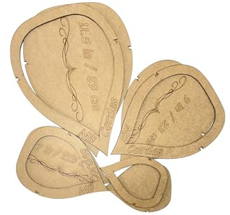 MB Cordas makramé blad och fjäderklippningsmall, set om 4: 29 cm, 23 cm, 17,5 cm och 13 cm vägghängande verktyg, lättskurna fjädrar, för vävning, gör-det-själv-hantverk (brun, L-storleksset)