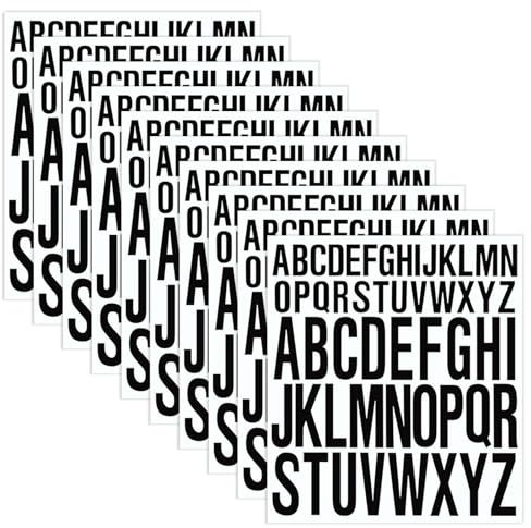 Biglumin Aufkleber - 10 Blatt klebebuchstaben, Klebebuchstaben groß, Buchstaben in 2 Größen, Buchstabenaufkleber, schwarze Klebebuchstaben, Großbuchstabenaufkleber, Klebebuchstaben wetterfest.