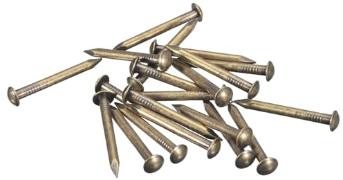 QUARKZMAN 20pcs Pequeños Clavos Dorados, 30x2.8mm(L*D) Clavos Dorados de Cabeza Redonda de Latón Clavos de Hardware para Madera Muebles Manualidades Bricolaje Marco de Fotos, Tono de Bronce