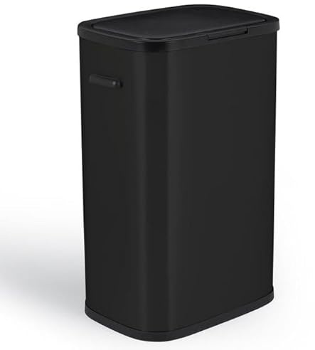 KITCHEN MOVE Poubelle de cuisine push 60L PORTLAND en acier Inox NOIR Ouverture par simple pression