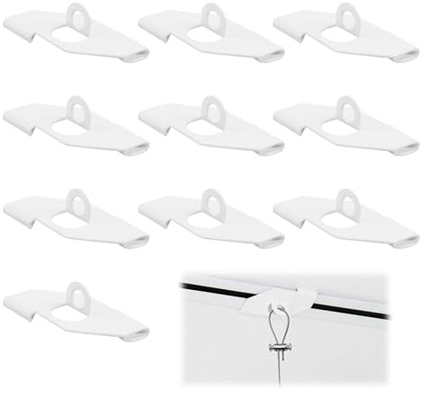 Lot de 10 clips de plafond, avec œillets, pour fixation au plafond, sans perçage, avec œillets, blancs