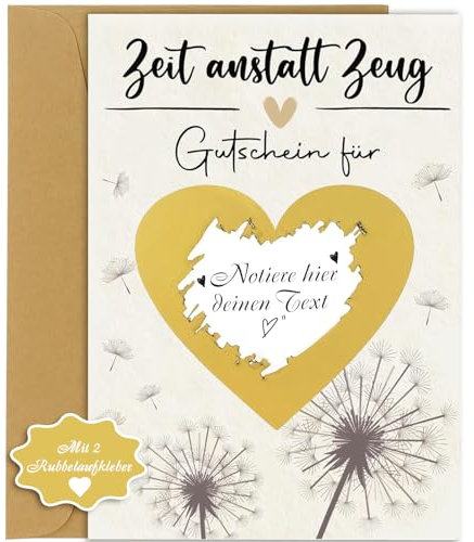 YianHien Rubbelkarten zum Selber Beschriften, Zeit Statt Zeug Rubbellose Selber Machen, Zeit Gutscheine zum Selber Ausfüllen, Gutscheinkarte Wunschgutschein Reisegutschein Kinogutschein, Zeit Schenken