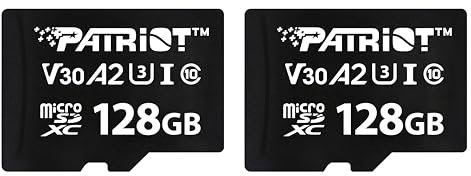 Patriot Serie VX 128GB Micro SDXC V30 A2 UHS-I U3 Tarjeta de Memoria 4K UHD Paquete de 2 - PSF128GVX32MCX2